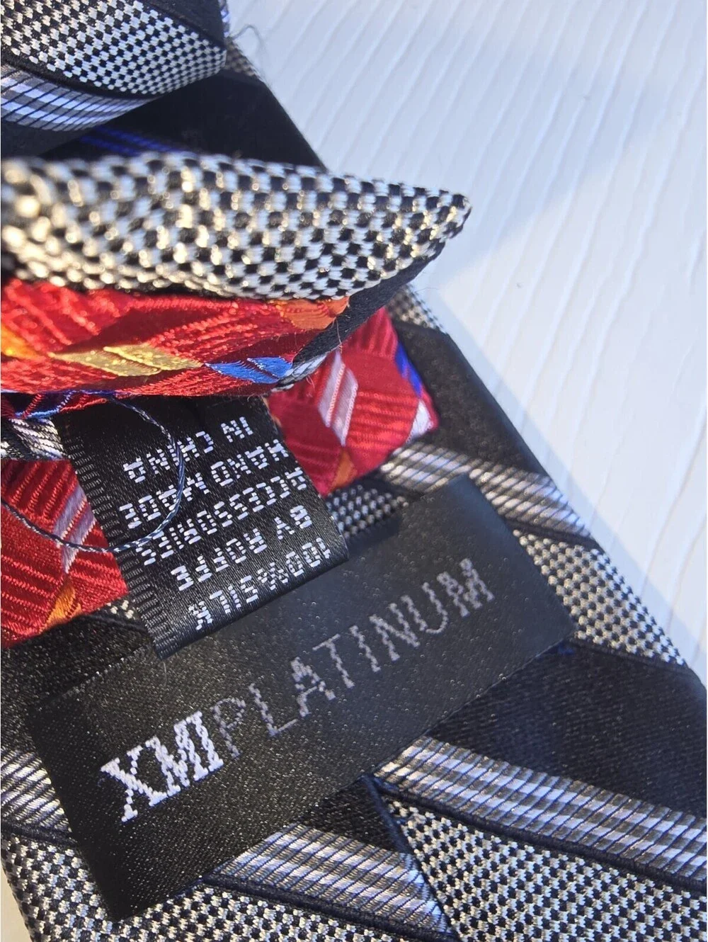 XMI Platinum Black Silver Striped 100% Silk Roffe Men's Necktie
